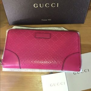 👛GUCCI Guccissima Hot Pink Long Wallet